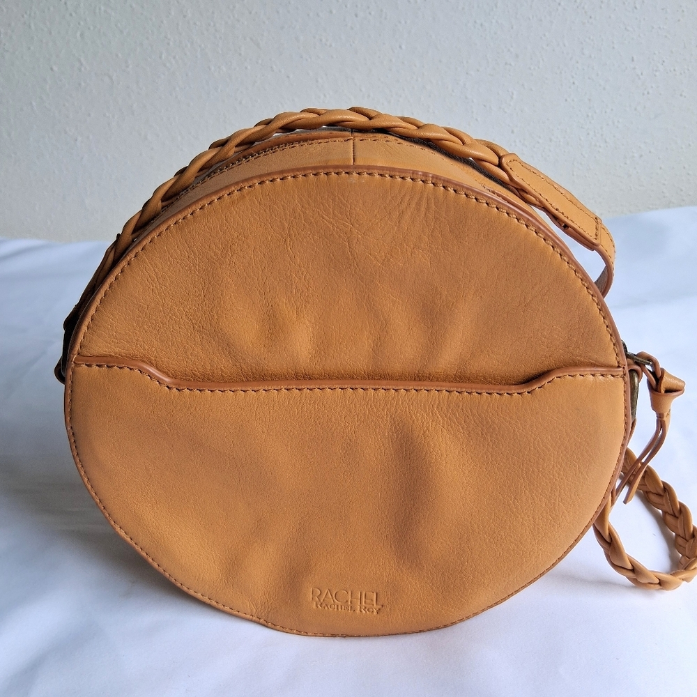 Rachel Roy Mustard Yellow Leather Round Crossbody Bag